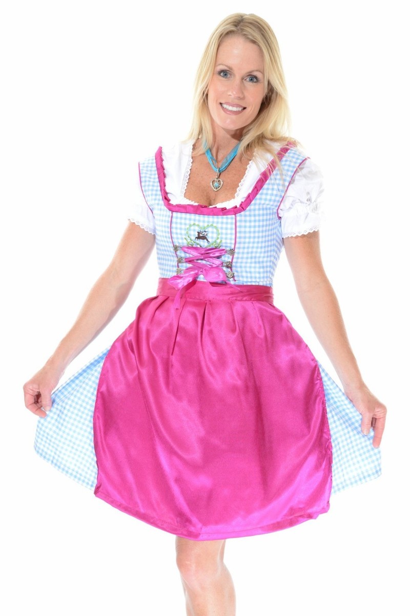 3pcs Authentic Oktoberfest Dirndl Dress German Female Tracht Green
