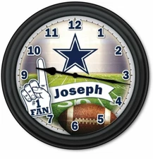 Dallas COWBOYS Football Fan PERSONALIZED Wall Clock - Man Cave NFL - GREAT GIFT