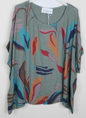 New Summer Oversized Ladies Italian Light Lagenlook Linen Floral Print Top - Picture 10 of 10