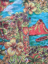 Authentic Vintage 60s Hawaiian Wide Leg Pants Atomic Volcano Tiki Sz S-M-L