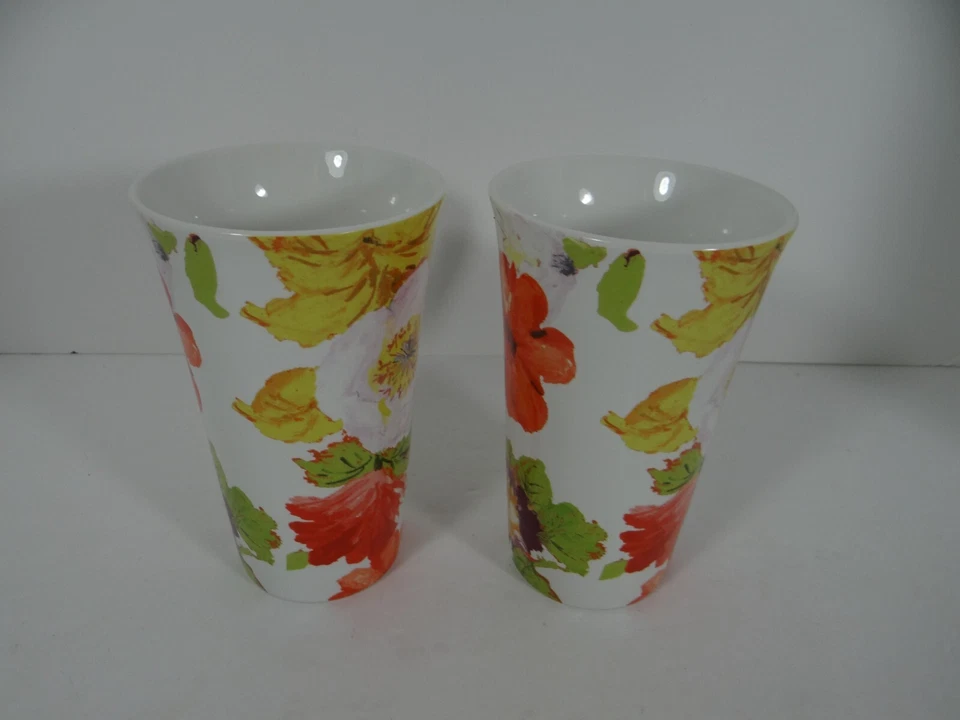 222 Fifth Set of 2 Latte Mugs Bouquet Le Fleur Floral Design - Image 3 of 4