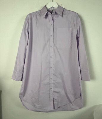 English Factory Womens Classic Collared Dress Shirt Small Lavender Button-Up New