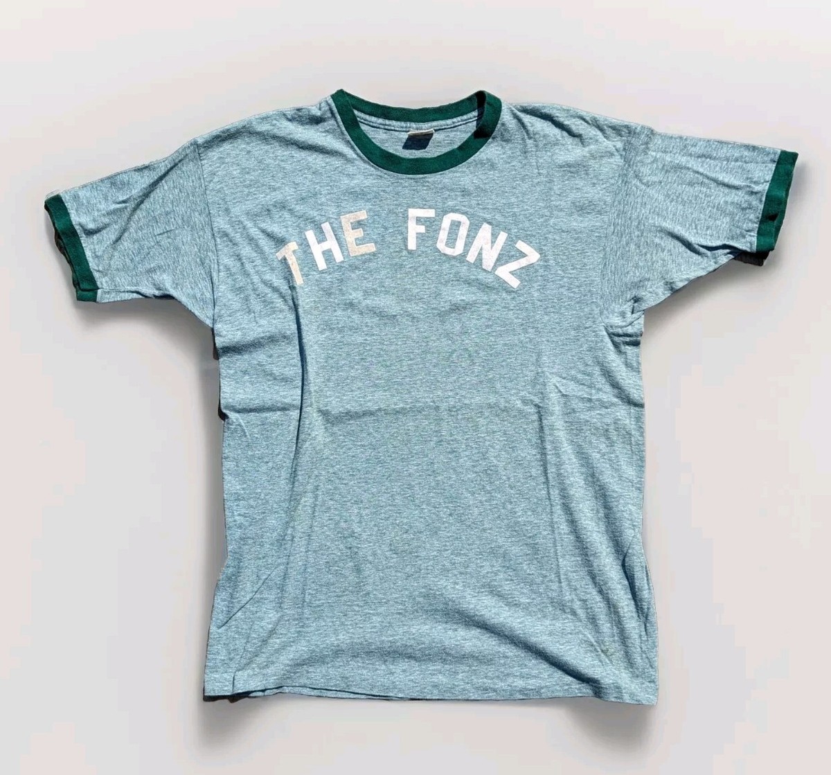 Vintage 1970s Mayo Spruce THE FONZ Ringer T Shirt L Happy Days 