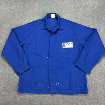 VINTAGE französische Jacke Erwachsene mittelblau abgenutzt Outdoor Arbeitskle...