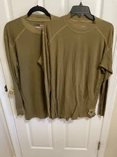 Pair of U.S. Military XGO Flame Retardant Base Layer Sz Large Brown Long Sleeve