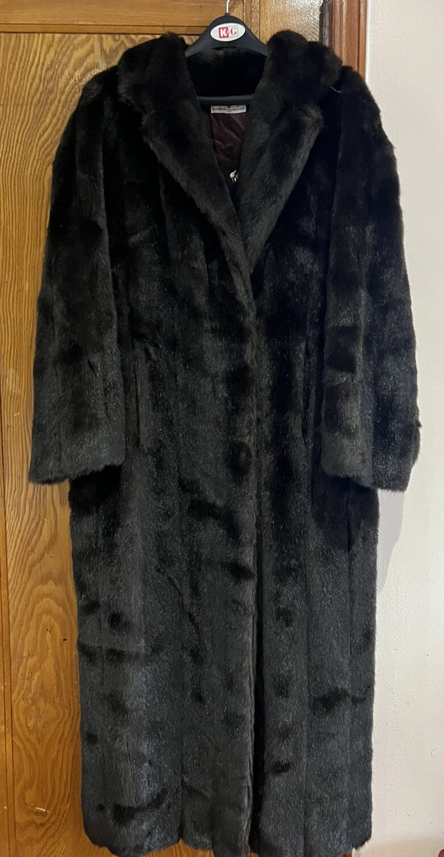 Faux fur top floor length coat