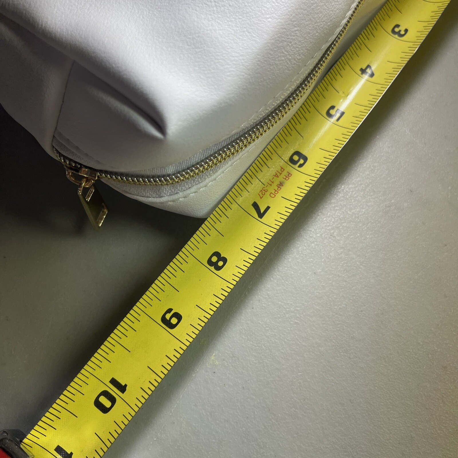 Hair La Vie Creamy White Faux Leather Satin Lined Cosmetic Bag 8x2.5x3.5 Inches