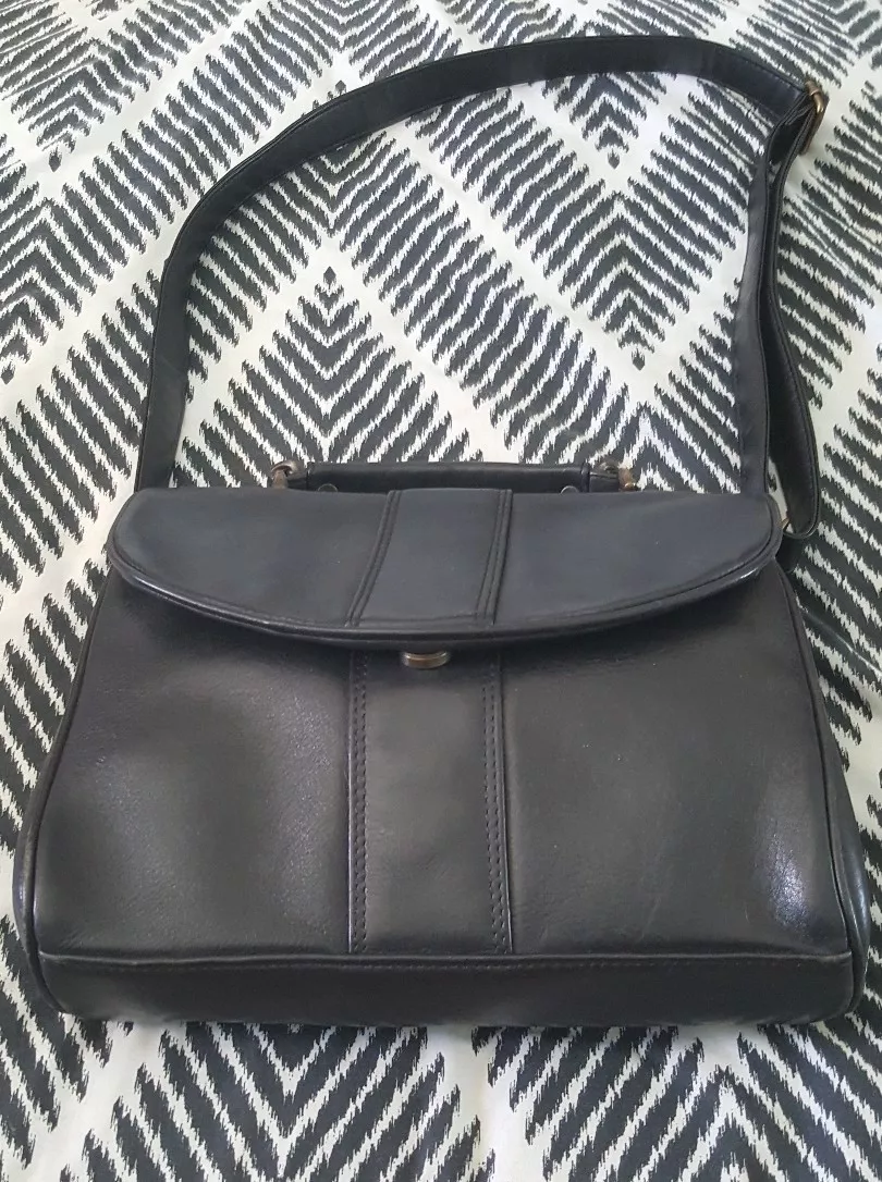 JOAN WEISZ Black Leather Shoulder Cross Body Bag Handbag B32 eBay