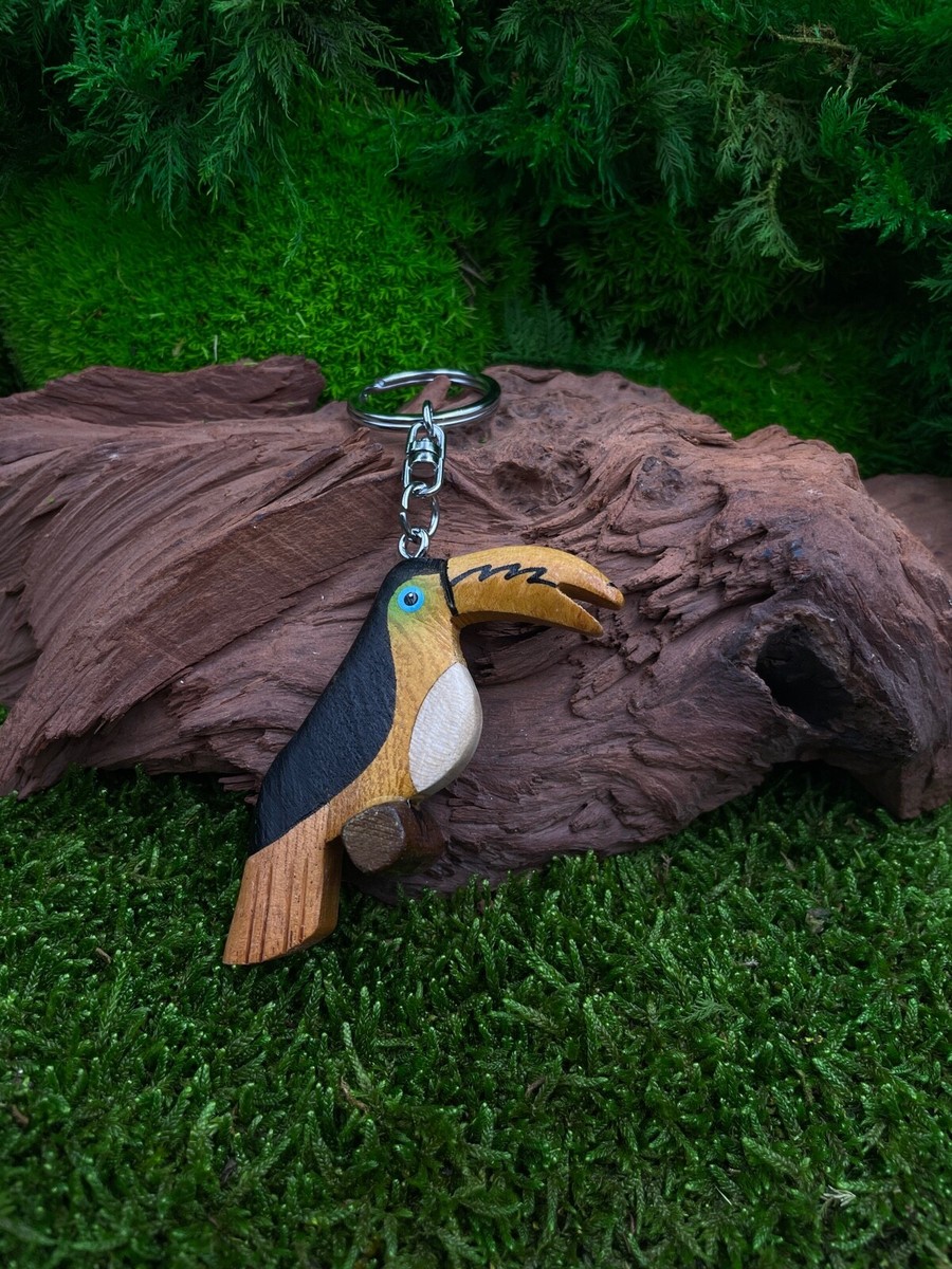 Ciondolo Portachiavi In Legno Fatto A Mano Con Uccello - Design Unico, Prodotto Artigianale H-Custom - 4