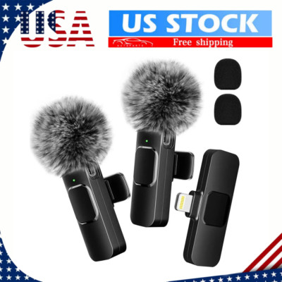Lavalier Microphone Wireless Audio Video Recording Mini Mic For iPhone USA.