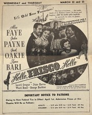 Vintage 1940s Movie Theater Flyer Hello Frisco WWII War Bonds Spencer Tracy ++