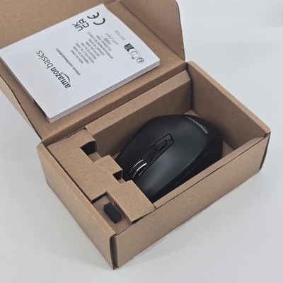 Amazon Basics Computer Mouse Wireless, Ergonomic, 2.4 GHz Optical