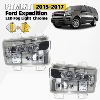 For 2015 2016 2017 Ford Expedition LED Fog Light Chrome Right + Left  Pair