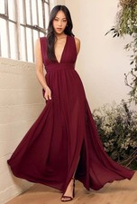 Lulu's Heavenly Hues Women S Burgundy Maxi Dress Bridesmaids Wedding Formal Prom