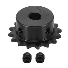 25 Chain Roller Sprocket 8mm Bore, 16 Tooth with 3x1.4mm Keyway, Black