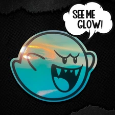 Boo Ghost Glow in the Dark Sticker | Cute Spooky Vinyl Decal, Halloween