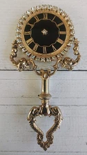 Unique Vintage Ornate Handheld Vanity Mirror – Clock Face - Gold Toned 