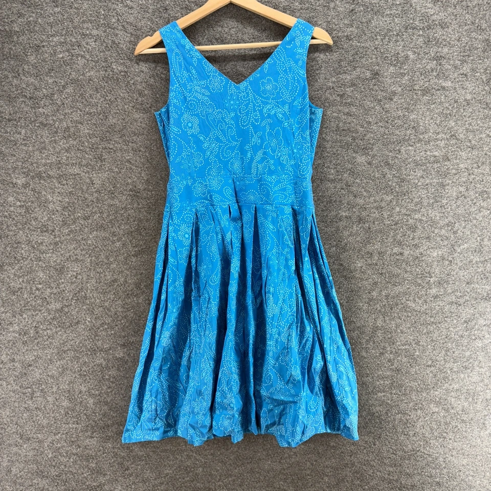 Vestido Petite Sophisticate Mujer 4 Azul Floral Funda Midi Cremallera Cuello en V Algodón Foto 2 de 4