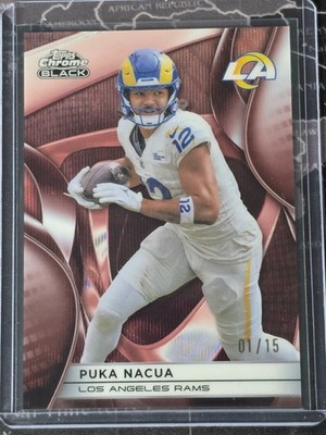 2025 Topps Chrome Black Football Puka Nacua red refractor 1/15 #60