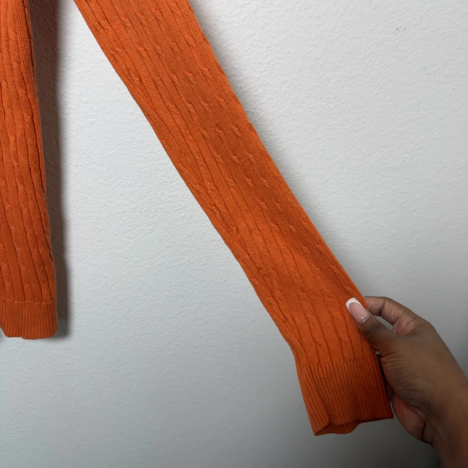 Suéter tejido con cable de cachemir de seda de colección Express para hombre XL naranja Preppy Heritage lujo Foto 4 de 4