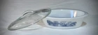 Glasbake Currier Ives Casserole Dish Oval 1 qt VTG 1960s  J-235 with Lid J-2275