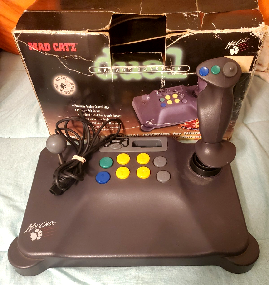 Nintendo 64 Joystick Dual Arcade N64 Mad Catz controller /w rumble