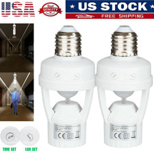 2  E27 LED Light Lamp Bulb Holder Socket Switch Infrared PIR Motion Sensor USA