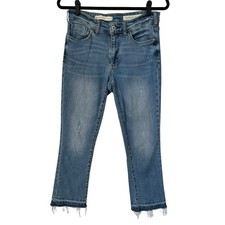 Anthropologie Pilcro Womens Jeans Size 27 High Rise Flare Light Wash Frayed Hem