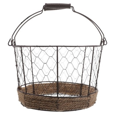 Iron Round Storage Basket Wire Egg Baskets Kitchen Metal Mesh with Handle Fruit