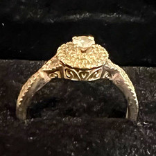 10k White Gold Halo Round Diamond Engagement Ring Size 7