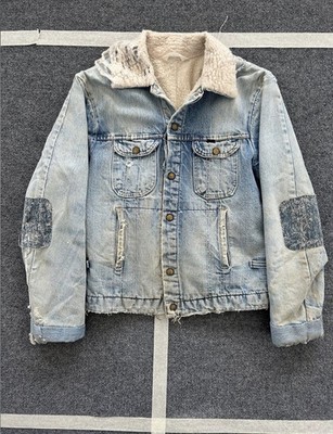 True Vintage Distressed Key Sherpa Denim Jacket
