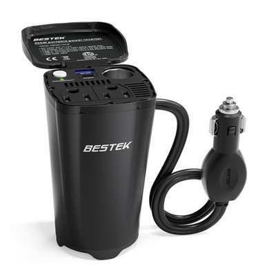 BESTEK 200W Power Inverter, 12V DC to 110V AC Car Plug Adapter Outlet Black 