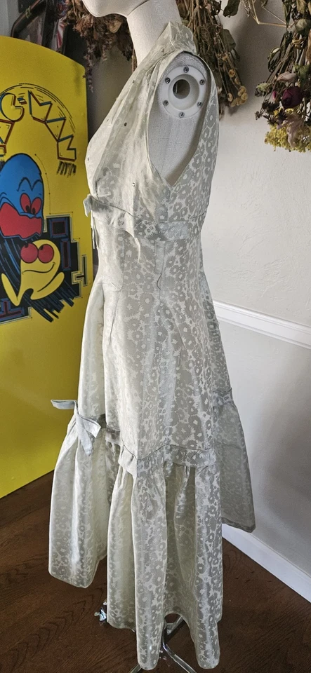 Vestido transparente vintage de organza verde de los años 50 cintura caída como está Foto 3 de 4