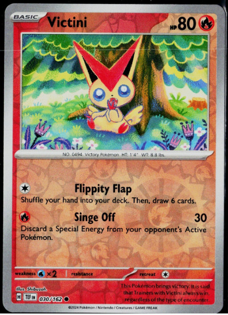 Pokemon - 030/162-  Victini - Reverse Holo - Temporal Forces - NM/M