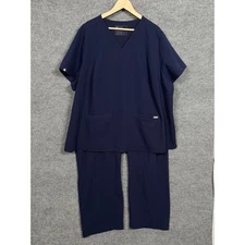 Figs Womens Size 5XL 6XL Scrub Technical Collection Top Pants Set Blue