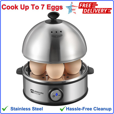 Electric Egg Cooker, All Stainless Steel 7 Egg Capacity Egg Boiler 360W BPA-free