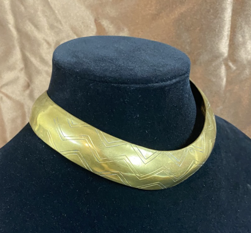 Collana girocollo donna oro-ottone stile egiziano coppia zigzag - Foto 2 di 8