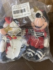 NWT Disney Store Globe Trotting French Mickey  Minnie Bean Bag Plush Set Sealed