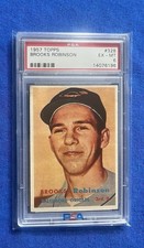 1957 Topps Brooks Robinson Rookie Baseball Card #328 HOF PSA 6 EX-MT. rookie card picture