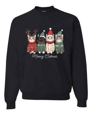 Meowy Catmas Xmas Cat Lover Ugly Christmas Sweater Unisex Crewneck Sweatshirt