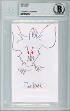 Joe Dante Hand Drawn Sketch Evil Gizmo Gremlins Index Card Beckett Autograph BAS