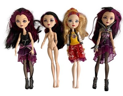 Lot of 4 Mattel Ever After High Dolls - Raven Queen & Apple White Spirit