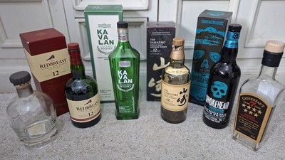 6 x Leere Whiskey Whisky Flaschen Sammlung , Yamazaki Kavalan Smoke...