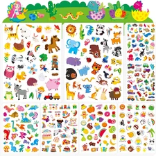 1300PCS Adorable Stickers, Farm/Marine/Wild Animals, Vehicles, Dinosaurs, Food,