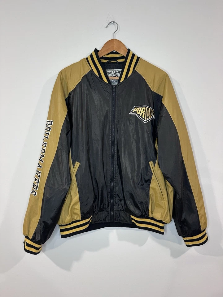 Vintage Steve & Barrys Purdue Boilermaker Varsity Bomber Zip Jacket Mens Size L - Image 2 of 4