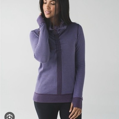 Lululemon In A Cinch Sweatshirt Heathered Deep Zinfandel /Classic Stripe Sm