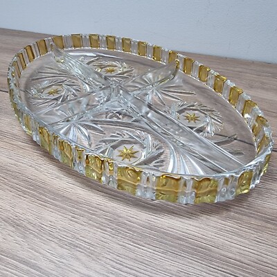Schale aus gegossenem Glas gelb oval 60/70er Jahre - Fach - deutsch
