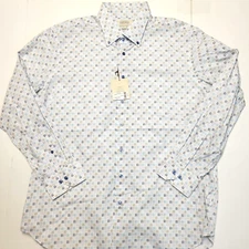 $250 NEW Hagen Button Sport Shirt CARMEL FIT 2XL XX-LARGE Grouped Check Blue Tan