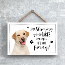 Yellow Labrador fun sign plaque wood gift/present dog