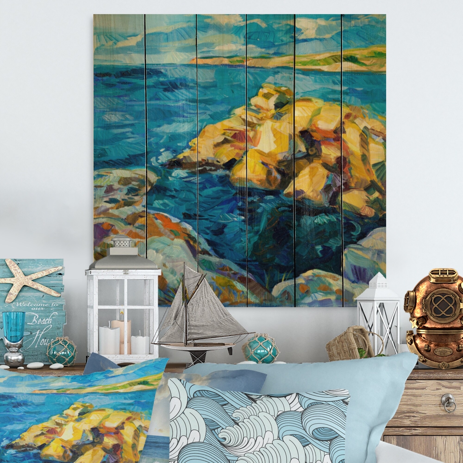 Designart 'Coastal Bay In Beautiful Ocean' Nautical &